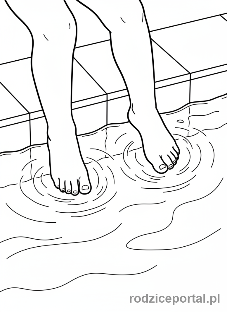 Kolorowanka Pływanie - Stopy w wodzie