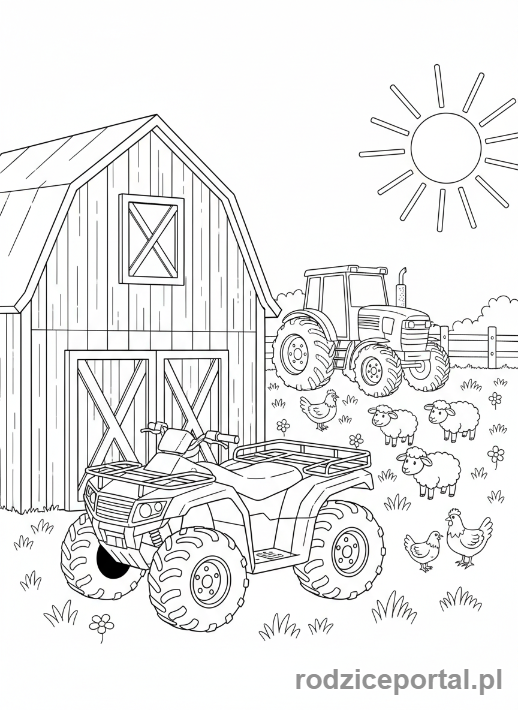 Kolorowanka Quad - Quad na farmie