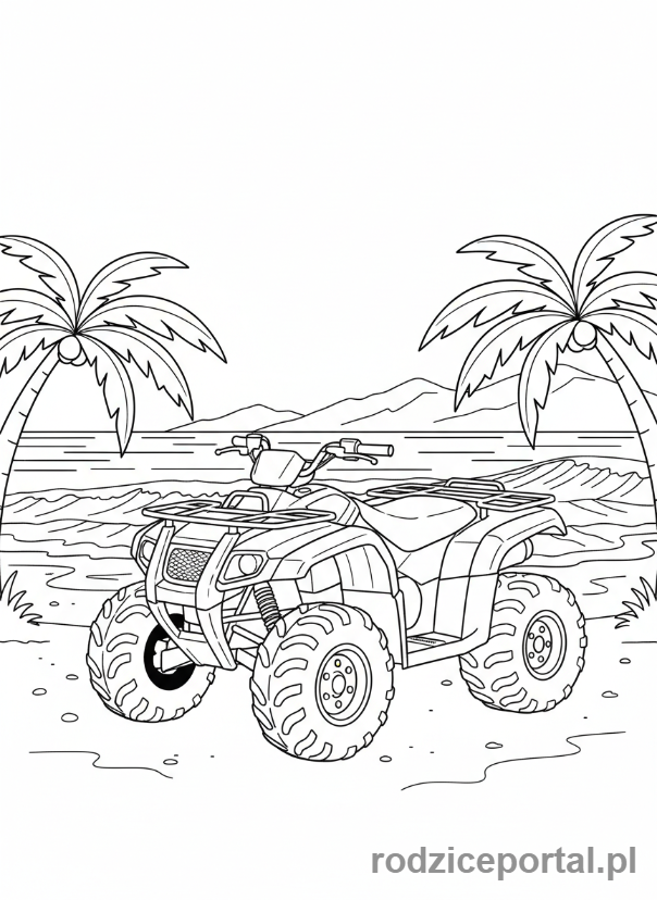 Kolorowanka Quad - Quad na plaży