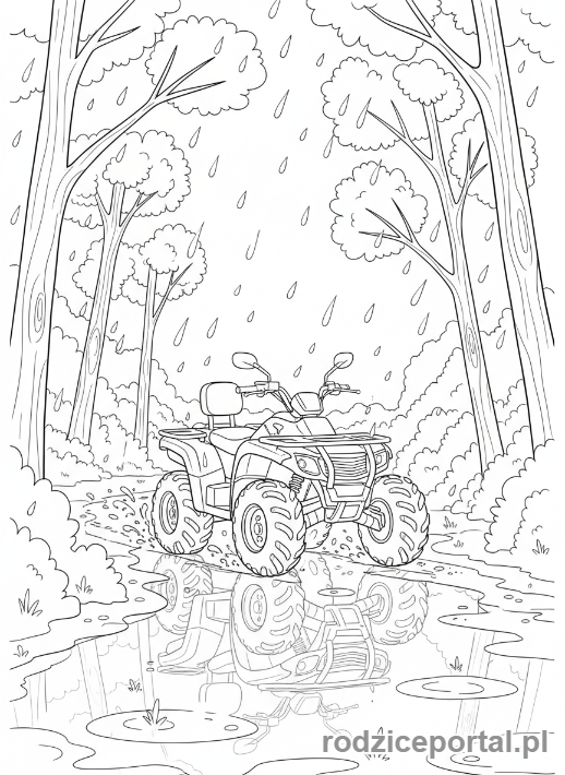 Kolorowanka Quad - Quad po deszczu