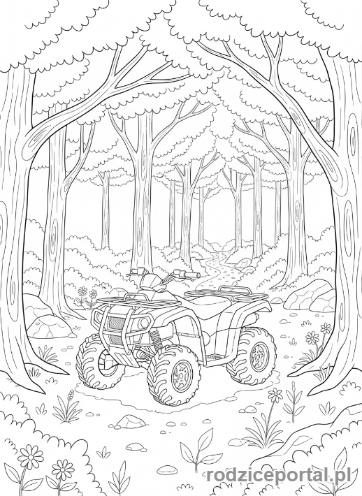Kolorowanka Quad - Quad w lesie