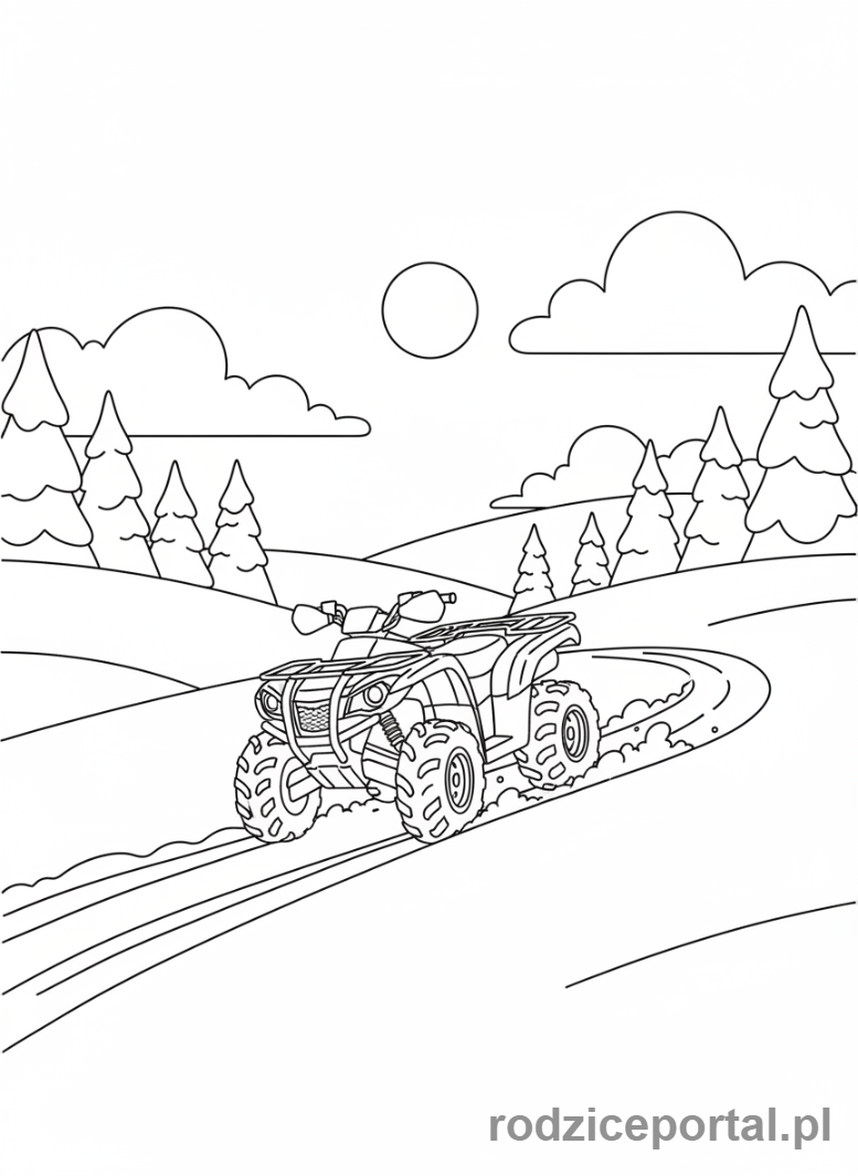 Kolorowanka Quad - Quad w śniegu