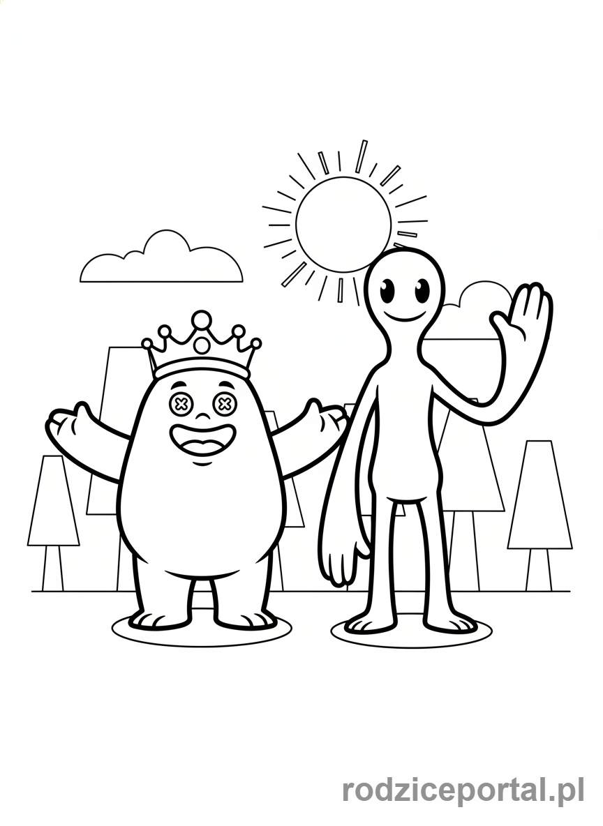 Kolorowanka Rainbow Friends - Blue i Green razem