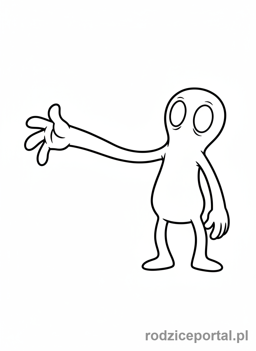 Kolorowanka Rainbow Friends - Green wyciąga długą rękę