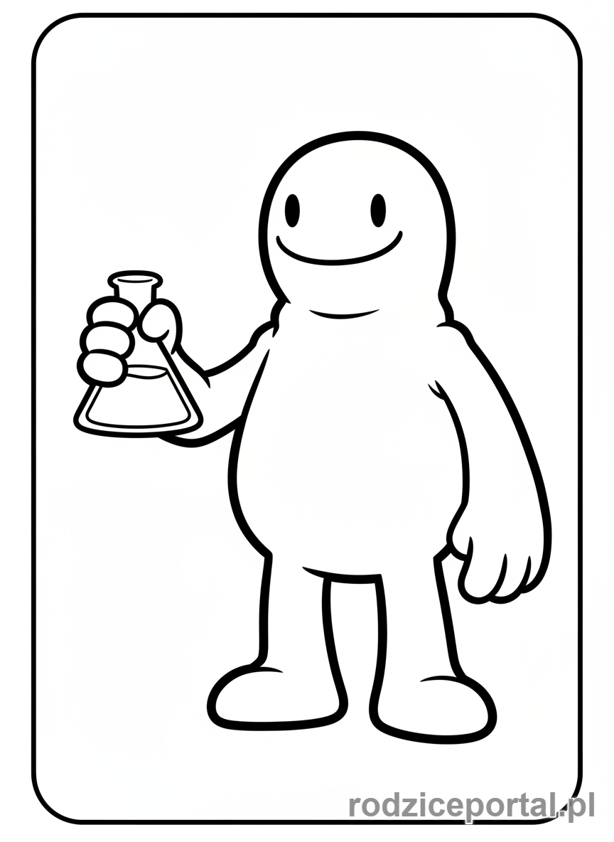 Kolorowanka Rainbow Friends - Red trzyma probówkę