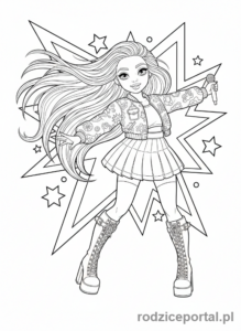 Kolorowanka Rainbow High - Amaya Raine dynamiczna poza