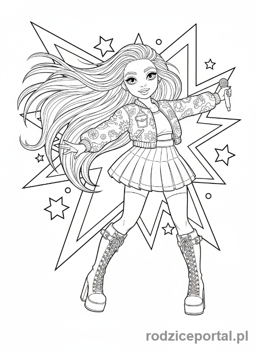 Kolorowanka Rainbow High - Amaya Raine dynamiczna poza