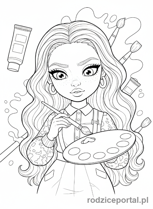 Kolorowanka Rainbow High - Daphne Minton z przyborami artystycznymi
