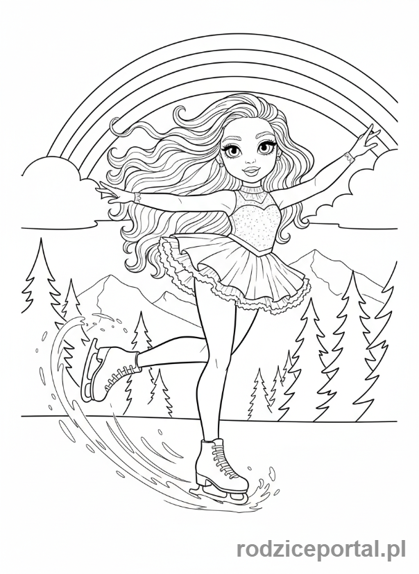 Kolorowanka Rainbow High - Gabriella Icely jezdzi na lyzwach