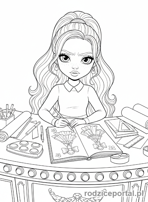 Kolorowanka Rainbow High - Skyler Bradshaw projektuje