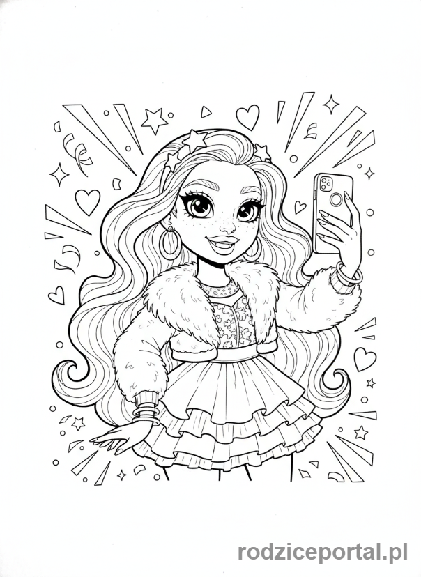 Kolorowanka Rainbow High - Stella Monroe robi selfie