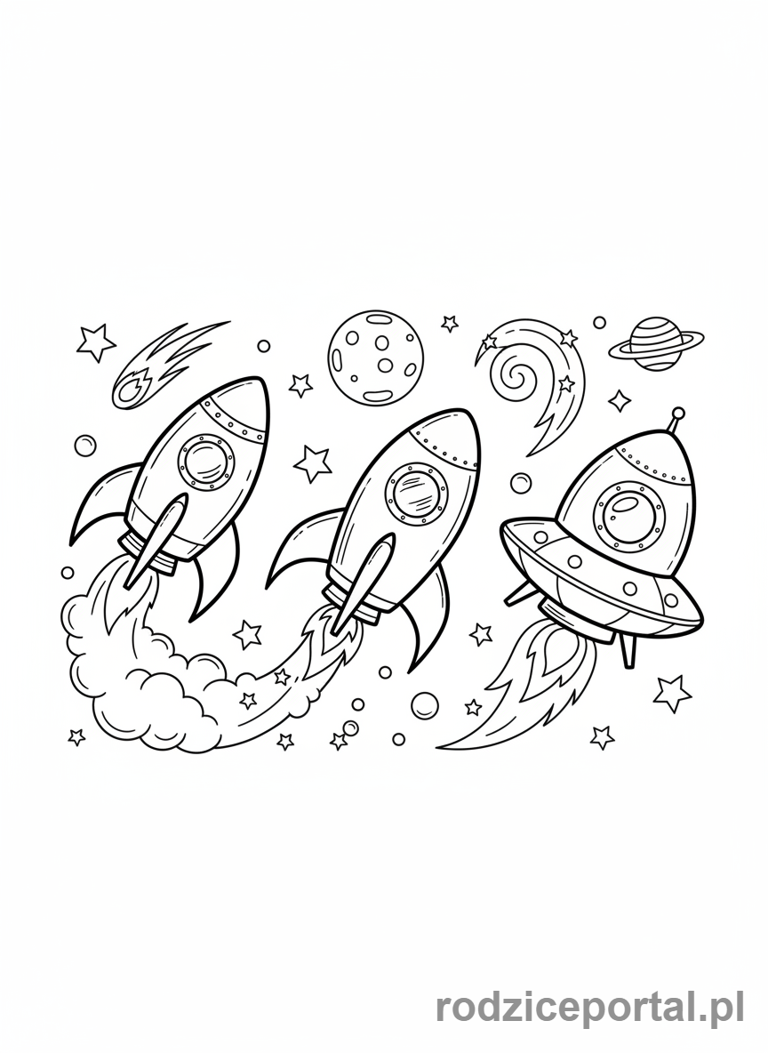 Kolorowanka Rakieta - Małe rakiety