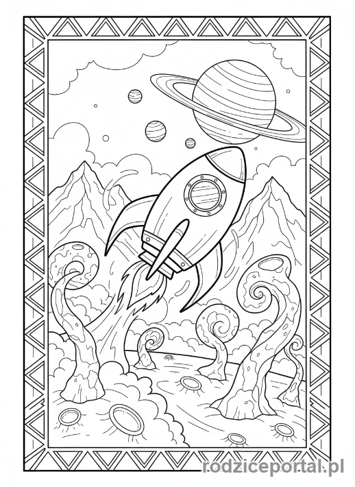 Kolorowanka Rakieta - Rakieta ląduje na planecie