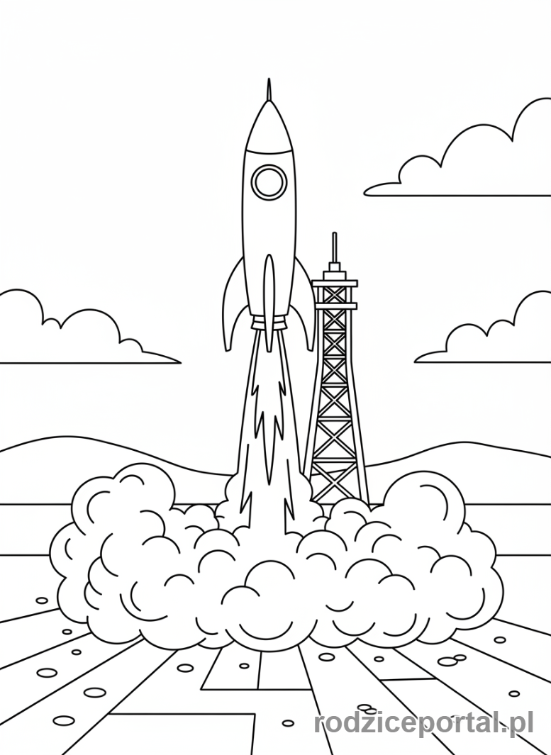 Kolorowanka Rakieta - Rakieta startuje