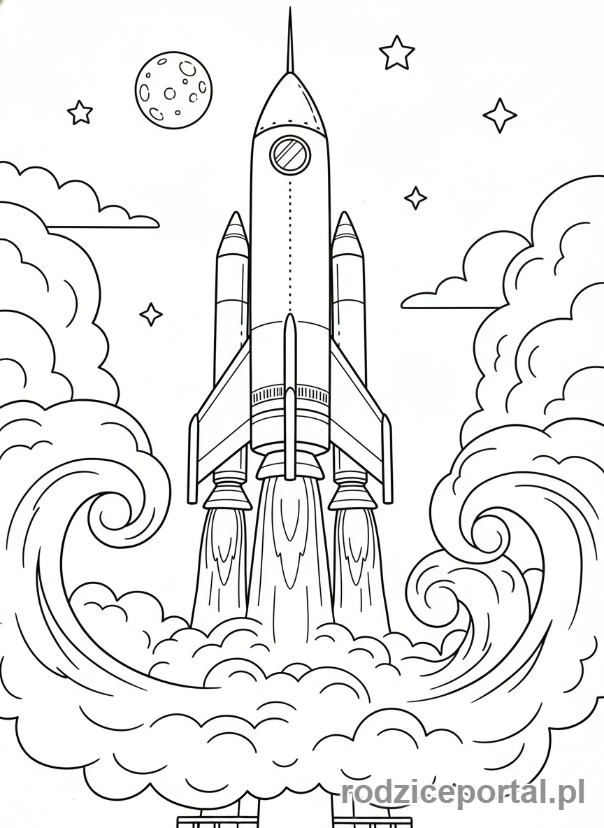 Kolorowanka Rakieta - Rakieta z dymem