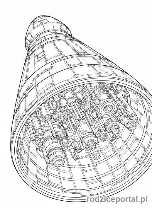 Kolorowanka Rakieta - Silnik rakiety zbliżenie