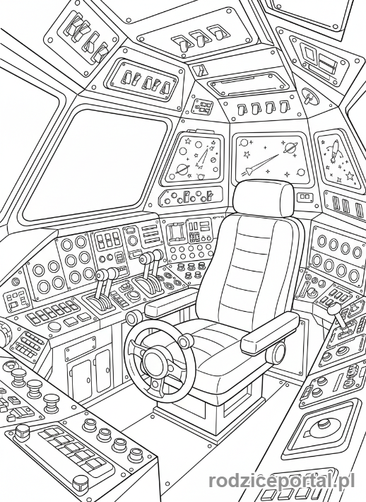 Kolorowanka Rakieta - Wnętrze rakiety