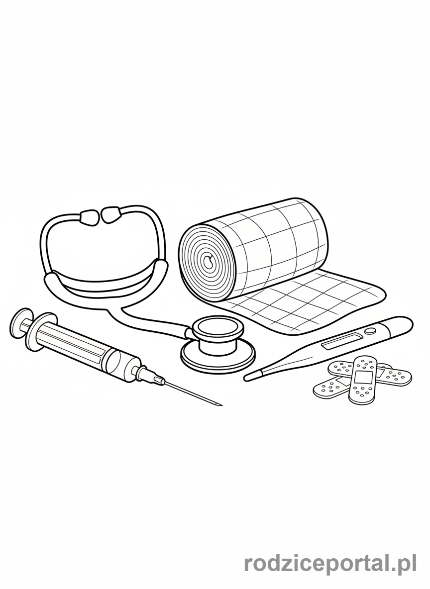 Kolorowanka Ratownik Medyczny - Narzędzia medyczne