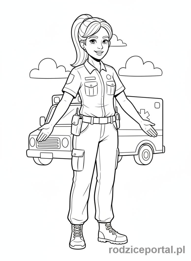 Kolorowanka Ratownik Medyczny - Ratownik uśmiechnięty