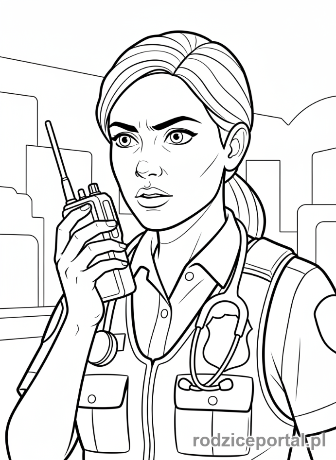 Kolorowanka Ratownik Medyczny - Ratownik z radiotelefonem