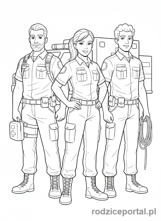 Kolorowanka Ratownik Medyczny - Zespół ratowników