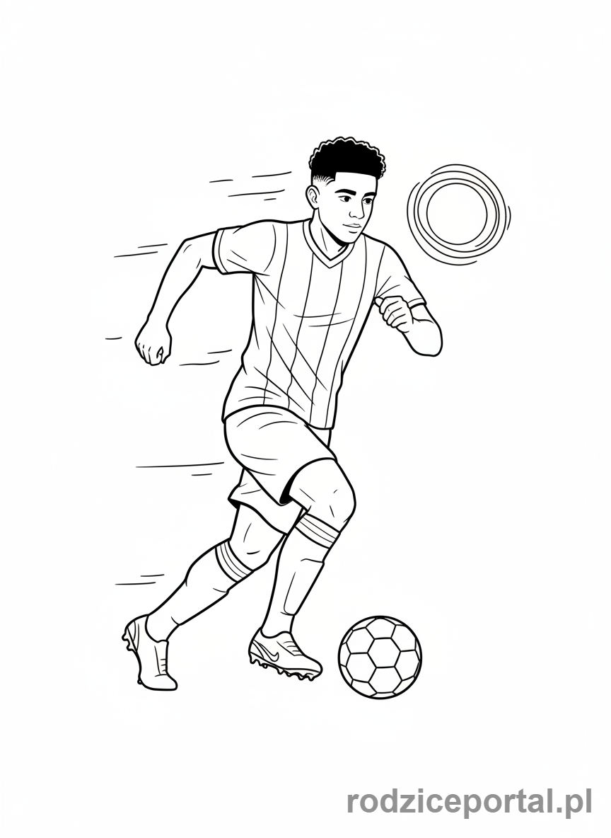 Kolorowanka Real Madryt - Rodrygo biegnie z piłką