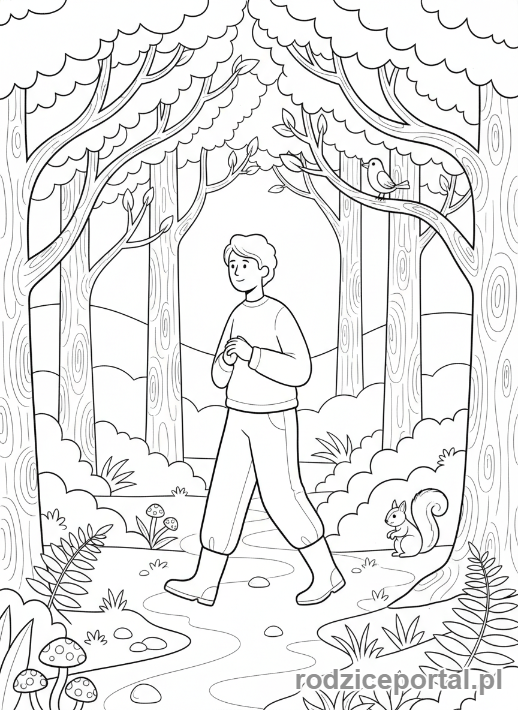 Kolorowanka Regeneracja - Spacer po lesie (Shinrin-yoku)