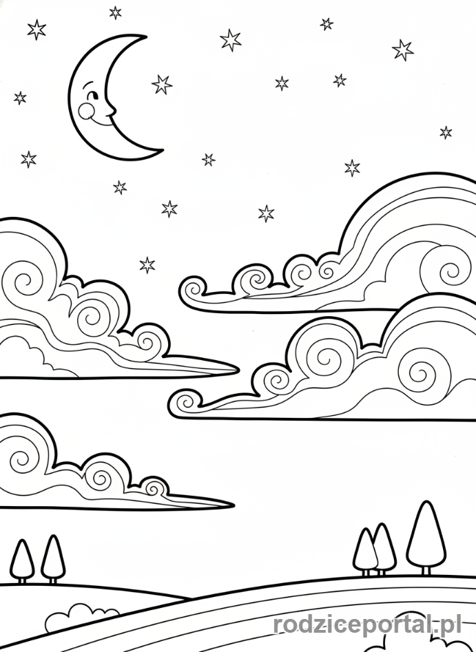 Kolorowanka Regeneracja - Spokojna noc z gwiazdami