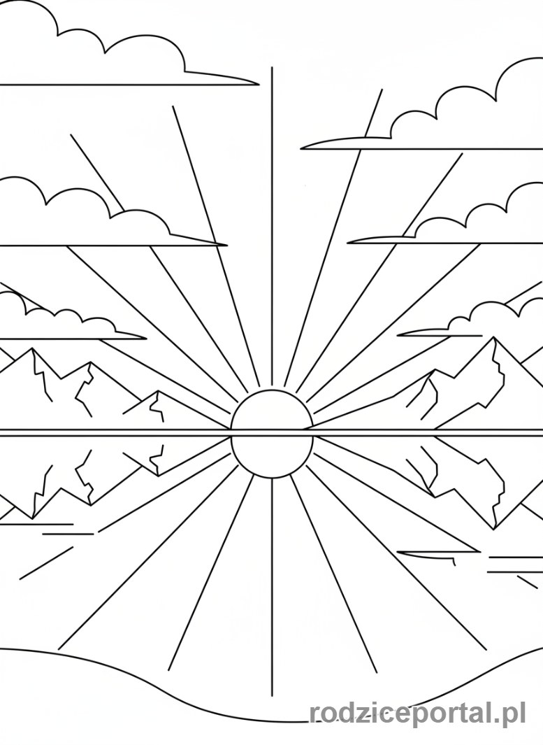 Kolorowanka Regeneracja - Zachód słońca nad jeziorem