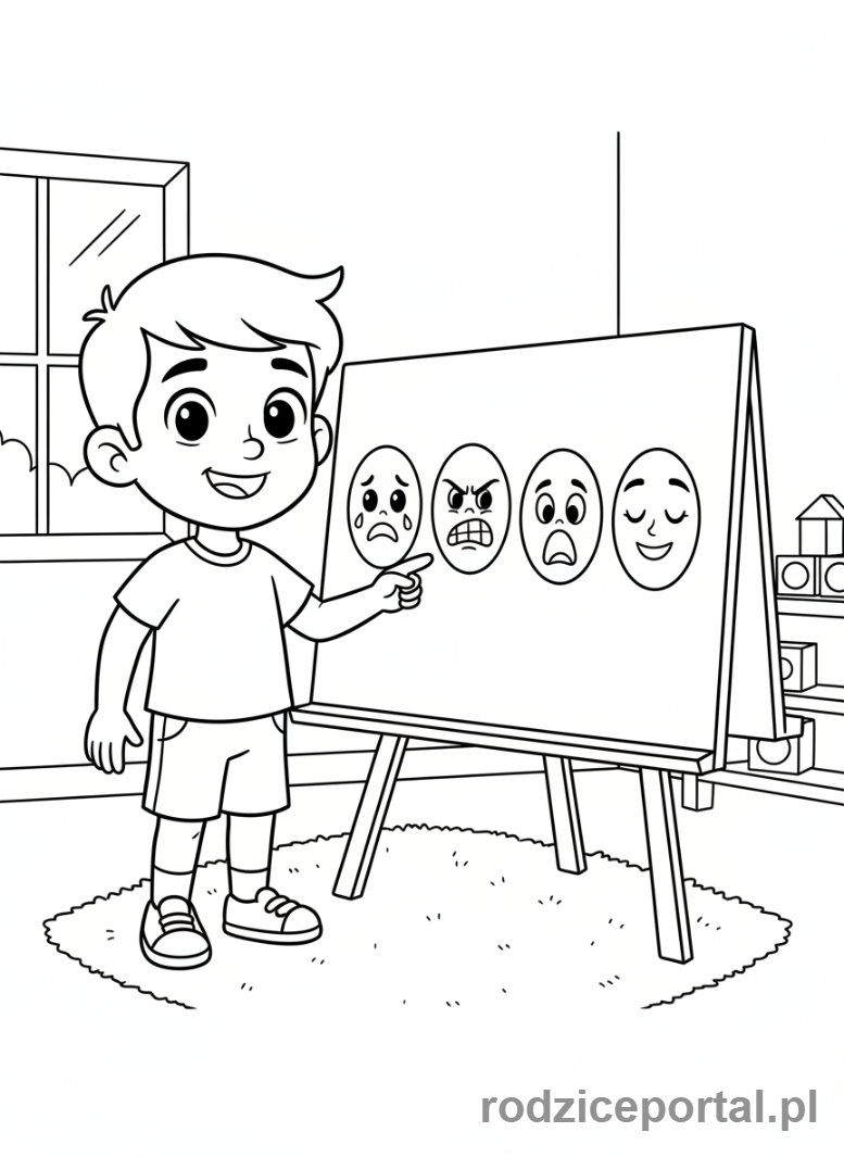 Kolorowanka Regulacja Emocji - Dziecko rozpoznaje emocje
