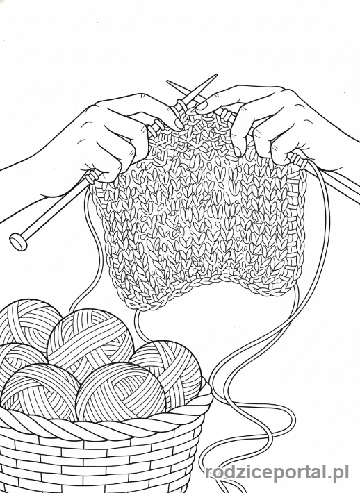 Kolorowanka Relaks Offline - Dziewiarka z włóczką