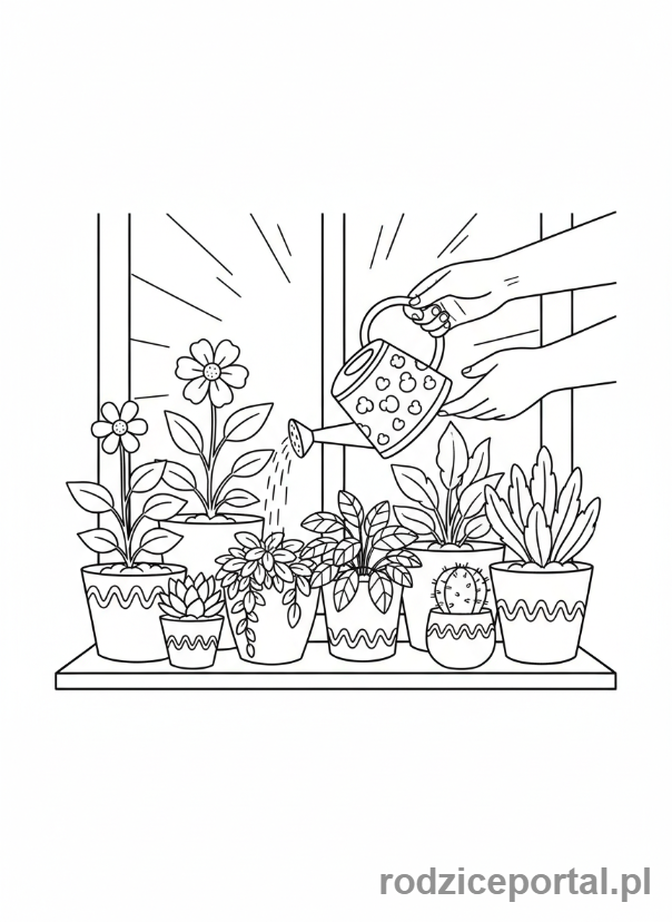 Kolorowanka Relaks Offline - Pielęgnacja roślin doniczkowych