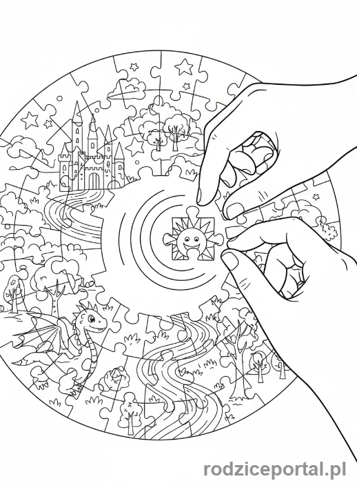 Kolorowanka Relaks Offline - Układanie dużych puzzli