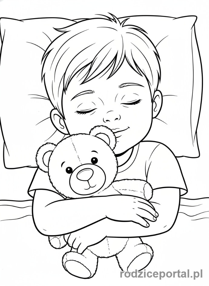 Kolorowanka Relaksacja - Dziecko śpiące spokojnie