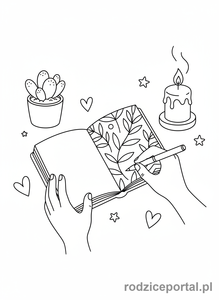 Kolorowanka Relaksacja - Pisanie w dzienniku wdzięczności