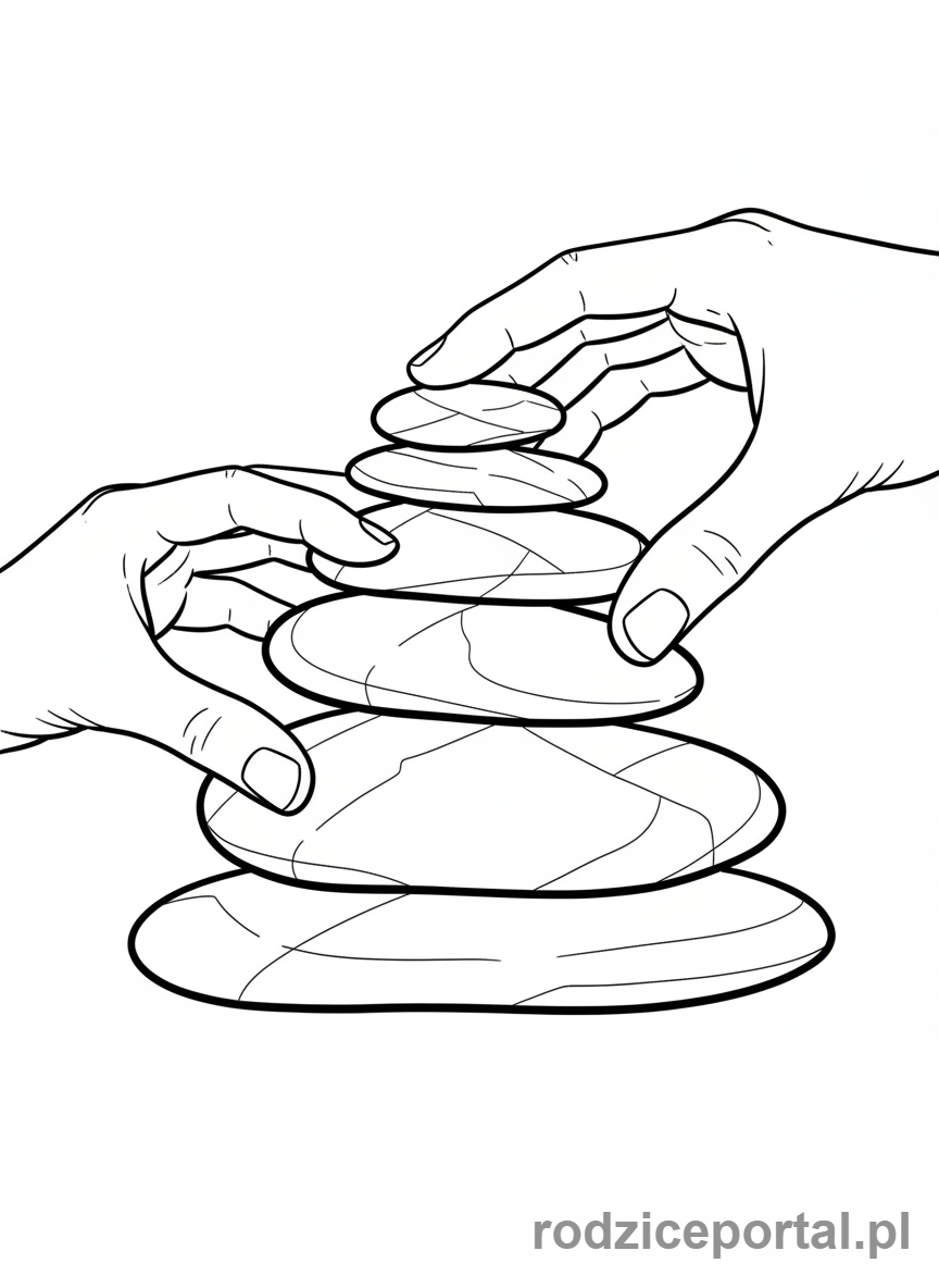 Kolorowanka Relaksacja - Układanie kamieni zen