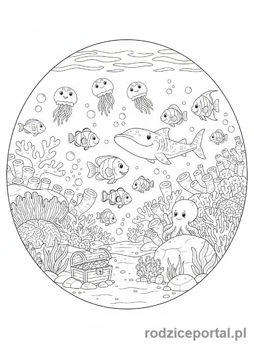 Kolorowanka Relaksacyjne Dla Dzieci - Spokojny podwodny świat