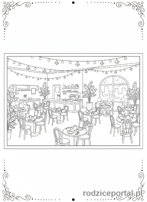 Kolorowanka Restauracja - Wnętrze restauracji