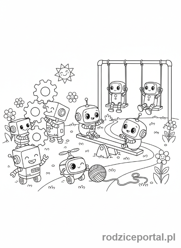 Kolorowanka Robot - Grupa mini robotów