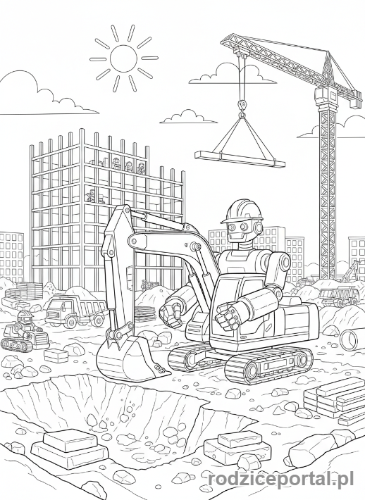 Kolorowanka Robot - Robot budowniczy