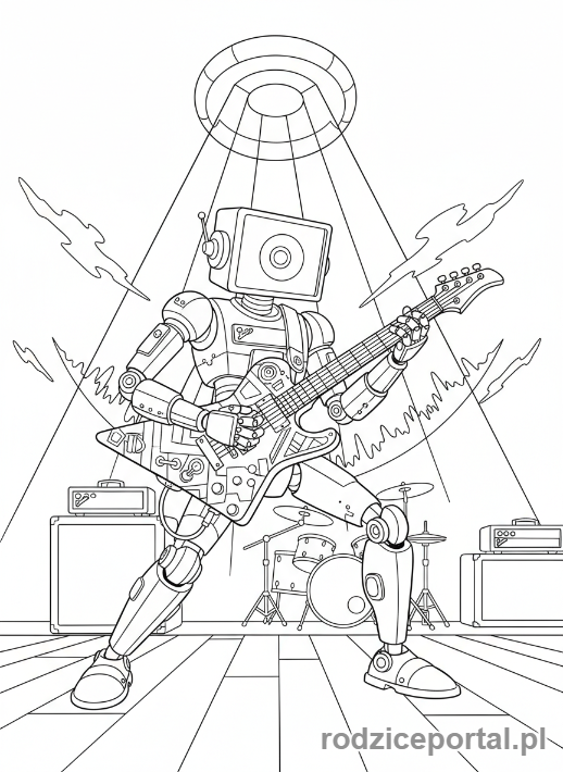 Kolorowanka Robot - Robot muzyk