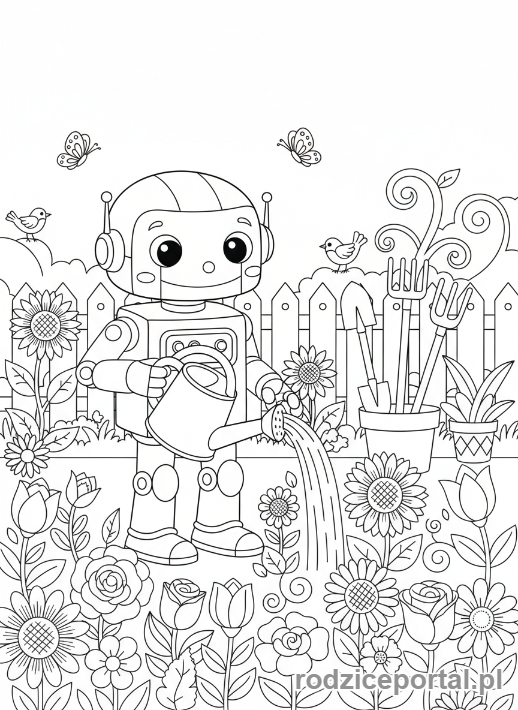 Kolorowanka Robot - Robot ogrodnik