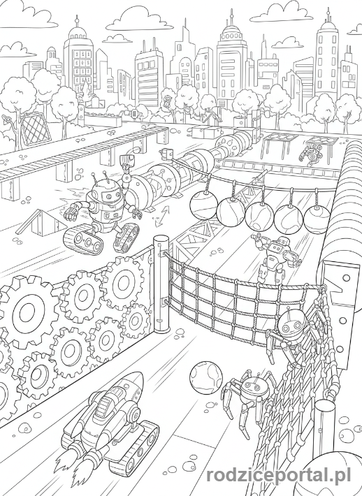 Kolorowanka Robot - Wyścig robotów