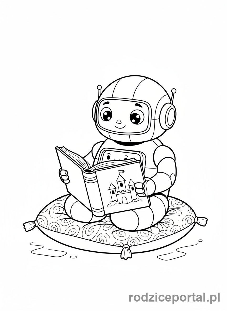 Kolorowanka Roboty Edukacyjne - Robot czyta bajke