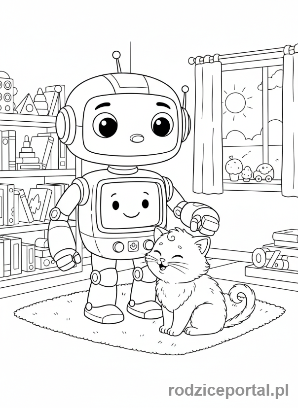 Kolorowanka Roboty Edukacyjne - Robot i zwierze