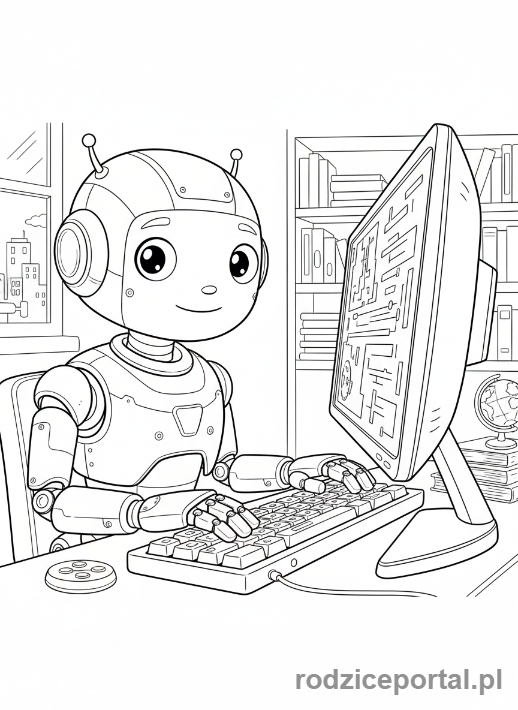 Kolorowanka Roboty Edukacyjne - Robot programista
