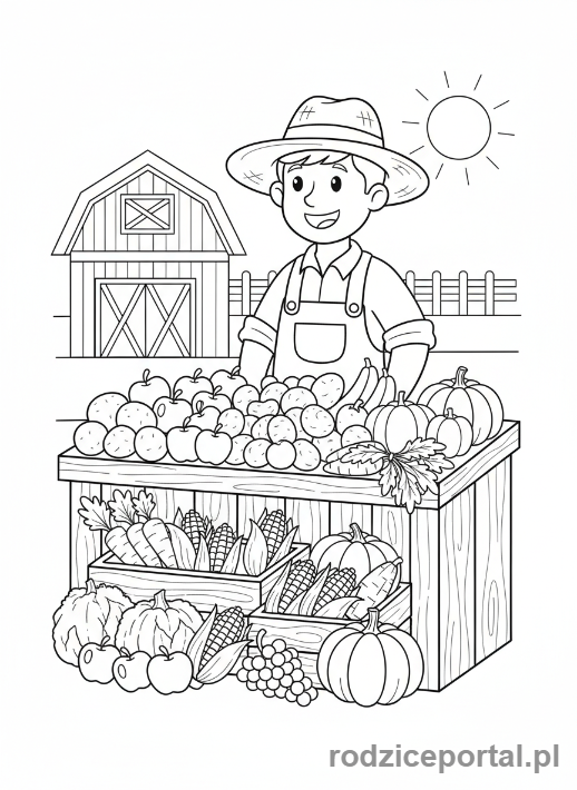 Kolorowanka Rolnik - Rolnik na targu