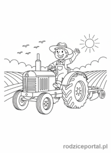 Kolorowanka Rolnik - Rolnik na traktorze