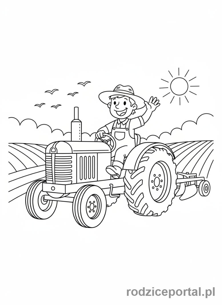 Kolorowanka Rolnik - Rolnik na traktorze