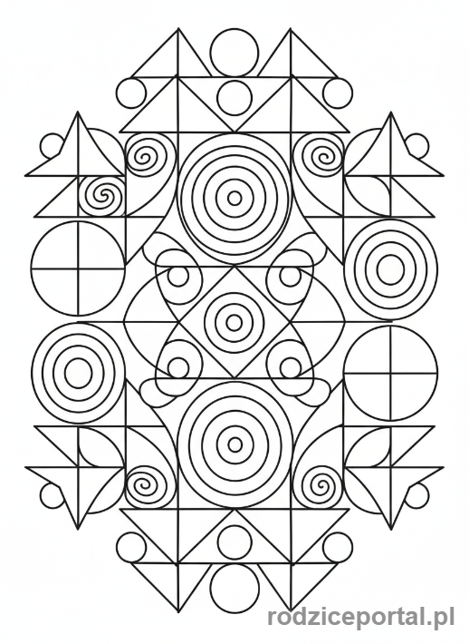 Kolorowanka Równowaga - Abstrakcyjne kształty w równowadze.